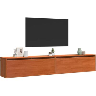 vidaXL Wandkast met plank Wandgemonteerd Wasbruin Massief grenenhout vidaXL Wandkast met plank Wandgemonteerd Wasbruin Massief grenenhout