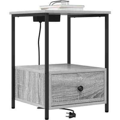vidaXL Nachtkastje met lade Grijs Sonoma 42 x 41 x 56 cm Bewerkt hout vidaXL Nachtkastje met lade Grijs Sonoma 42 x 41 x 56 cm Bewerkt hout