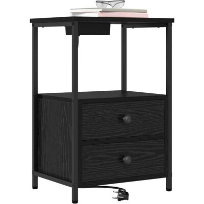 vidaXL Nachtkastje met lade Zwart Eiken 40 x 31 x 60 cm Bewerkt hout vidaXL Nachtkastje met lade Zwart Eiken 40 x 31 x 60 cm Bewerkt hout