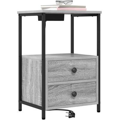 vidaXL Nachtkastje met lade Grijs Sonoma 40 x 31 x 60 cm Bewerkt hout vidaXL Nachtkastje met lade Grijs Sonoma 40 x 31 x 60 cm Bewerkt hout