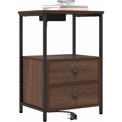 vidaXL Nachtkastje met lade Bruin Eiken 40 x 31 x 60 cm Bewerkt hout vidaXL Nachtkastje met lade Bruin Eiken 40 x 31 x 60 cm Bewerkt hout