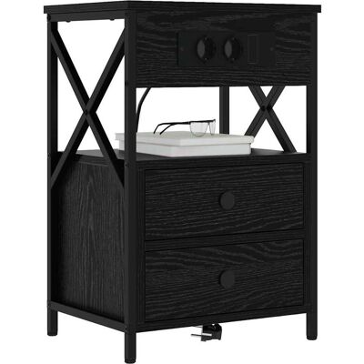 vidaXL Nachtkastje 2 pcs Zwart Eiken 40 x 31 x 60 cm Bewerkt hout vidaXL Nachtkastje 2 pcs Zwart Eiken 40 x 31 x 60 cm Bewerkt hout