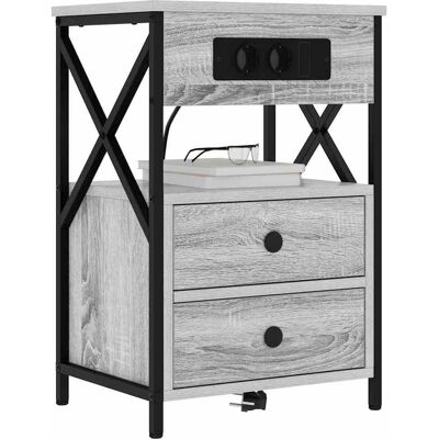 vidaXL Nachtkastje 2 pcs Grijs Sonoma 40 x 31 x 60 cm Bewerkt hout vidaXL Nachtkastje 2 pcs Grijs Sonoma 40 x 31 x 60 cm Bewerkt hout
