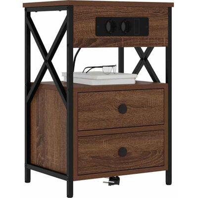 vidaXL Nachtkastje 2 pcs Bruin Eiken 40 x 31 x 60 cm Bewerkt hout vidaXL Nachtkastje 2 pcs Bruin Eiken 40 x 31 x 60 cm Bewerkt hout