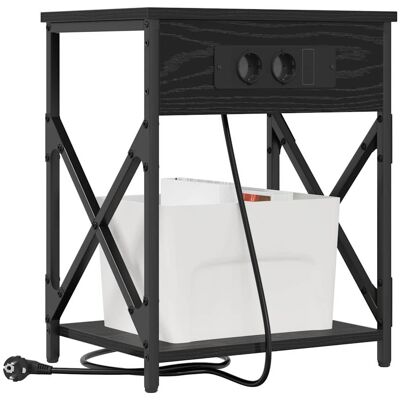 vidaXL Nachtkastje Zwart Eiken 41 x 31 x 51 cm Bewerkt hout vidaXL Nachtkastje Zwart Eiken 41 x 31 x 51 cm Bewerkt hout