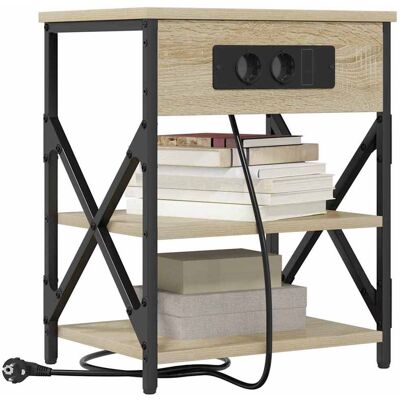 vidaXL Nachtkastje Sonoma Eiken 41 x 31 x 51 cm Bewerkt hout vidaXL Nachtkastje Sonoma Eiken 41 x 31 x 51 cm Bewerkt hout