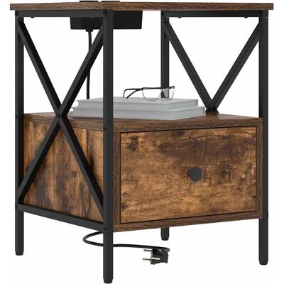 vidaXL Nachtkastje Gerookt eiken 41,5 x 40,5 x 55 cm Bewerkt hout vidaXL Nachtkastje Gerookt eiken 41,5 x 40,5 x 55 cm Bewerkt hout