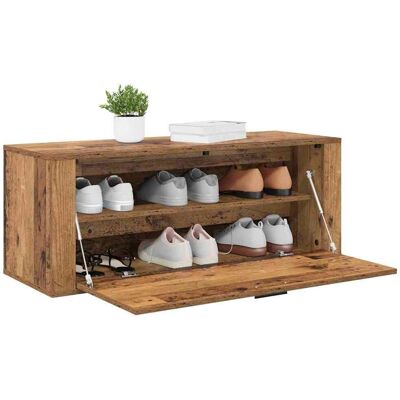 vidaXL Schoenenkast met plank Oud hout 100 x 35 x 38 cm Bewerkt hout vidaXL Schoenenkast met plank Oud hout 100 x 35 x 38 cm Bewerkt hout
