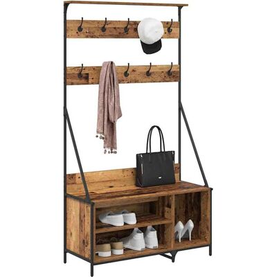 vidaXL Kledingrek met plank Oud Hout 100 x 41 x 184 cm Bewerkt hout vidaXL Kledingrek met plank Oud Hout 100 x 41 x 184 cm Bewerkt hout