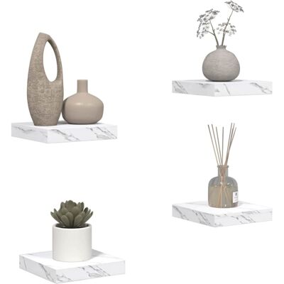 vidaXL Wandplank Muurmontage 4 pcs Wit Marmer 23 x 23,5 x 3,8 cm vidaXL Wandplank Muurmontage 4 pcs Wit Marmer 23 x 23,5 x 3,8 cm