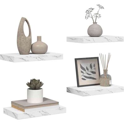 vidaXL Wandplank Muurmontage 4 pcs Wit Marmer 40 x 23,5 x 3,8 cm vidaXL Wandplank Muurmontage 4 pcs Wit Marmer 40 x 23,5 x 3,8 cm