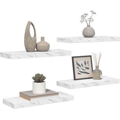 vidaXL Wandplank Muurmontage 4 pcs Wit Marmer 60 x 23,5 x 3,8 cm vidaXL Wandplank Muurmontage 4 pcs Wit Marmer 60 x 23,5 x 3,8 cm