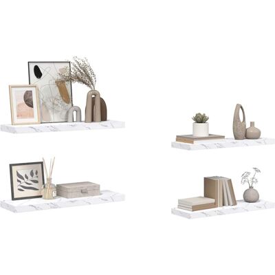 vidaXL Wandplank Muurmontage 4 pcs Wit Marmer 90 x 23,5 x 3,8 cm vidaXL Wandplank Muurmontage 4 pcs Wit Marmer 90 x 23,5 x 3,8 cm