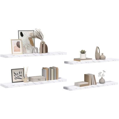 vidaXL Wandplank Muurmontage 4 pcs Wit Marmer 120 x 23,5 x 3,8 cm vidaXL Wandplank Muurmontage 4 pcs Wit Marmer 120 x 23,5 x 3,8 cm