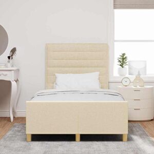 VIDAXL Bedframe Crema 120x200cm - Modern Style, Upholstered Headboard, Solid Pine Wood VIDAXL Bedframe Crema 120x200cm - Modern Style, Upholstered Headboard, Solid Pine Wood