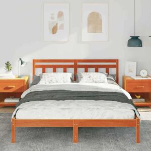 VidaXL Bedframe Massief Hout Bruin 140x200 cm - Bedframe VidaXL Bedframe Massief Hout Bruin 140x200 cm - Bedframe