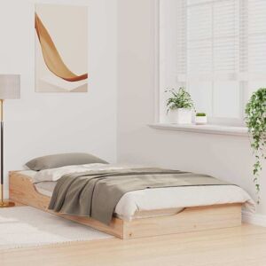 Vidaxl Beige Dennenhouten Bed Frame - Modern Design - 80x200 cm Vidaxl Beige Dennenhouten Bed Frame - Modern Design - 80x200 cm