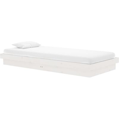 vidaXL Witte massieve houten bedframe - Rustiek 90x200 cm vidaXL Witte massieve houten bedframe - Rustiek 90x200 cm