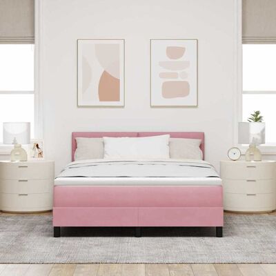 Vidaxl Roze Fluwelen Bed 140x190cm - Bed Vidaxl Roze Fluwelen Bed 140x190cm - Bed