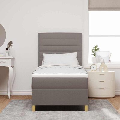 vidaXL Boxspringbed met matras met hoofdeinde Taupe 90 x 190 cm Stof vidaXL Boxspringbed met matras met hoofdeinde Taupe 90 x 190 cm Stof