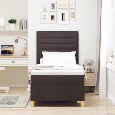 vidaXL Boxspringbed met matras Donkerbruin 90 x 200 cm Stof vidaXL Boxspringbed met matras Donkerbruin 90 x 200 cm Stof