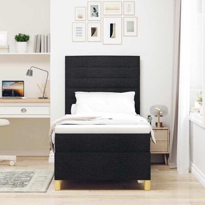vidaXL Boxspringbed met matras met hoofdeinde Zwart 100 x 200 cm Stof vidaXL Boxspringbed met matras met hoofdeinde Zwart 100 x 200 cm Stof