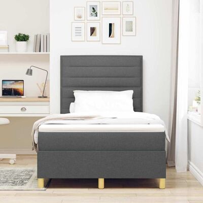 vidaXL Boxspringbed met matras Donkergrijs 120 x 190 cm Stof vidaXL Boxspringbed met matras Donkergrijs 120 x 190 cm Stof
