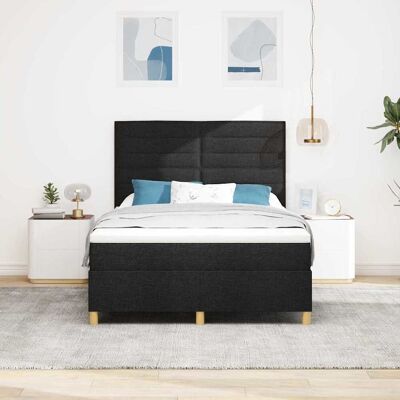 vidaXL Boxspringbed met matras met hoofdeinde Zwart 160 x 200 cm Stof vidaXL Boxspringbed met matras met hoofdeinde Zwart 160 x 200 cm Stof
