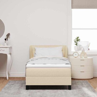 vidaXL Boxspringbed met matras met hoofdeinde Crème 80 x 200 cm Stof vidaXL Boxspringbed met matras met hoofdeinde Crème 80 x 200 cm Stof