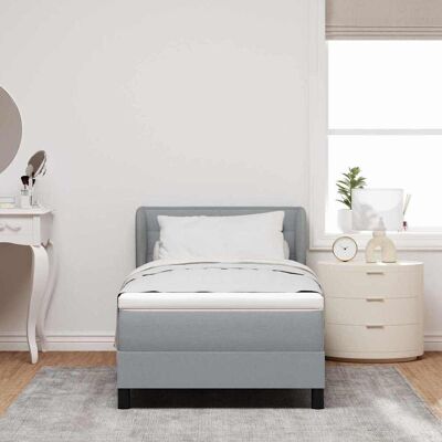 vidaXL Boxspringbed met matras Lichtgrijs 90 x 190 cm Stof vidaXL Boxspringbed met matras Lichtgrijs 90 x 190 cm Stof