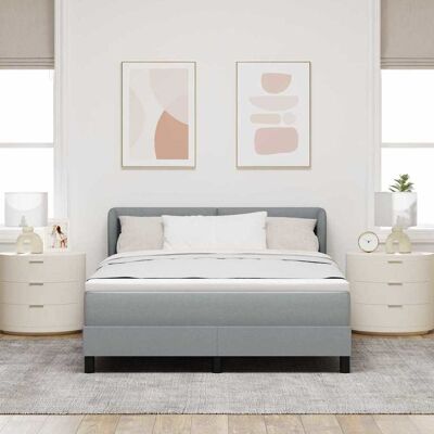 vidaXL Boxspringbed met hoofdeinde Lichtgrijs 140 x 190 cm Stof vidaXL Boxspringbed met hoofdeinde Lichtgrijs 140 x 190 cm Stof