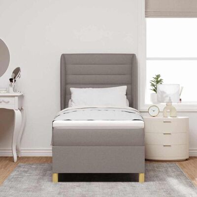 vidaXL Boxspringbed met matras met hoofdeinde Taupe 190 x 90 cm Stof vidaXL Boxspringbed met matras met hoofdeinde Taupe 190 x 90 cm Stof