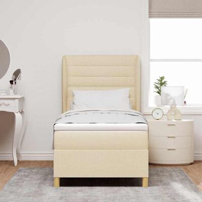 vidaXL Boxspringbed met matras met hoofdeinde Crème 200 x 100 cm Stof vidaXL Boxspringbed met matras met hoofdeinde Crème 200 x 100 cm Stof