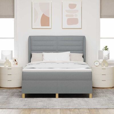 vidaXL Boxspringbed met matras Lichtgrijs 190 x 140 cm Stof vidaXL Boxspringbed met matras Lichtgrijs 190 x 140 cm Stof