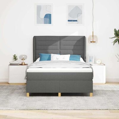 vidaXL Boxspringbed met Matras Donkergrijs 90x190 cm Donkergrijs Stof vidaXL Boxspringbed met Matras Donkergrijs 90x190 cm Donkergrijs Stof
