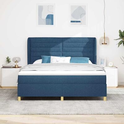 vidaXL Boxspringbed met matras met hoofdeinde Blauw 200 x 180 cm Stof vidaXL Boxspringbed met matras met hoofdeinde Blauw 200 x 180 cm Stof