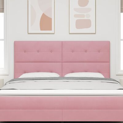Vidaxl Roze velvet knop-up hoofdbord - Hoofdbord Vidaxl Roze velvet knop-up hoofdbord - Hoofdbord