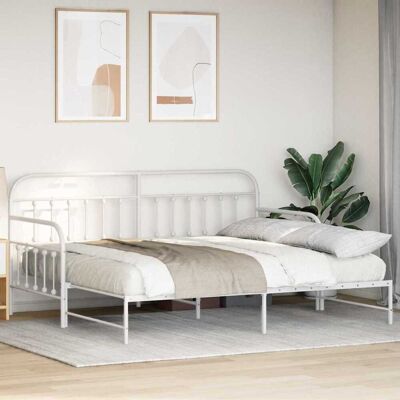 Vidaxl Witte dagbed met uitschuifbed - Bedframe Vidaxl Witte dagbed met uitschuifbed - Bedframe