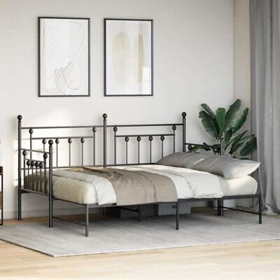 Vidaxl Zwart Metaalbed 75x190 cm - Bedframe Vidaxl Zwart Metaalbed 75x190 cm - Bedframe