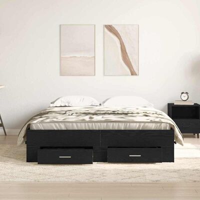 Vidaxl Zwart Eiken 135x190 cm Bedframe met Laden Vidaxl Zwart Eiken 135x190 cm Bedframe met Laden