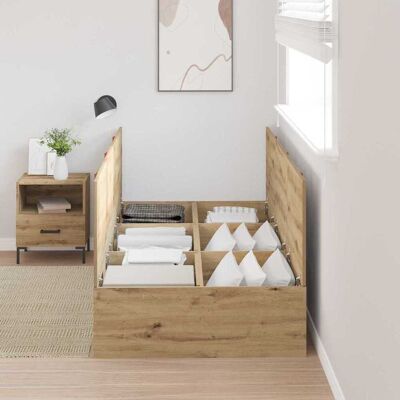 Vidaxl Opbergbedframe - Roble Artesanal 100x200 cm Vidaxl Opbergbedframe - Roble Artesanal 100x200 cm