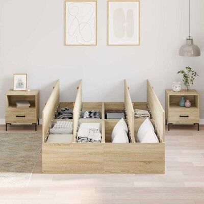 Vidaxl Sonoma Roble 120x200 Bedframe - Opbergruimte & Modern Ontwerp Vidaxl Sonoma Roble 120x200 Bedframe - Opbergruimte & Modern Ontwerp