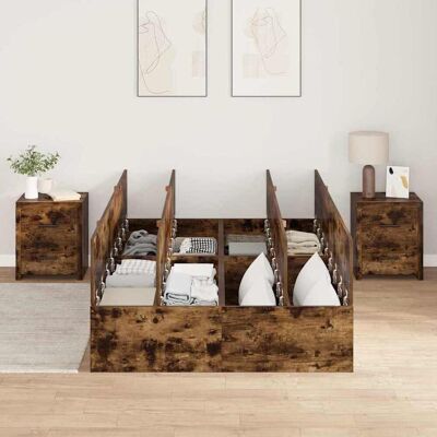 VidaXL Opbergbed van gerookt eiken 120x200 cm VidaXL Opbergbed van gerookt eiken 120x200 cm