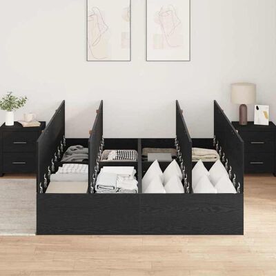 vidaXL Zwart eiken opbergbedd frame 140x200 cm vidaXL Zwart eiken opbergbedd frame 140x200 cm