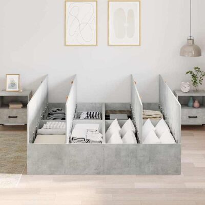 Vidaxl Bedframe met opbergruimte Grijs Beton 140x190 cm Vidaxl Bedframe met opbergruimte Grijs Beton 140x190 cm