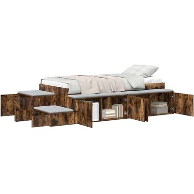 Vidaxl - Opbergbed met Rookeiken Afwerking - 90x190 cm Vidaxl - Opbergbed met Rookeiken Afwerking - 90x190 cm