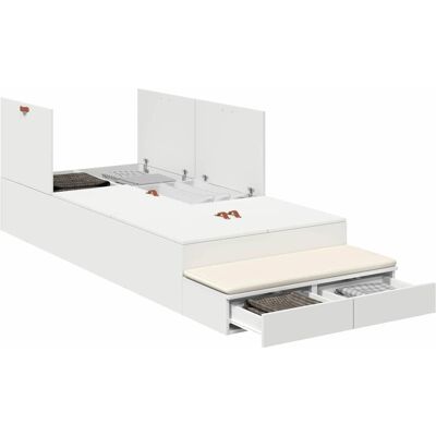 VidaXL Bed met Opbergruimte, Wit 100x200 cm - Bed VidaXL Bed met Opbergruimte, Wit 100x200 cm - Bed