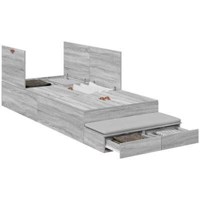 VidaXL Grijze Sonoma Opbergbed - Bedtype VidaXL Grijze Sonoma Opbergbed - Bedtype
