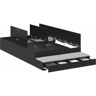 Vidaxl Zwart Eiken Opbergbank - Bed Frame Vidaxl Zwart Eiken Opbergbank - Bed Frame