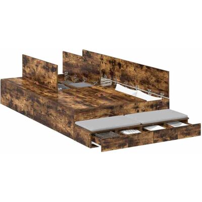 Vidaxl Gerookte Eiken Bedframe - Modern Opbergbed Vidaxl Gerookte Eiken Bedframe - Modern Opbergbed